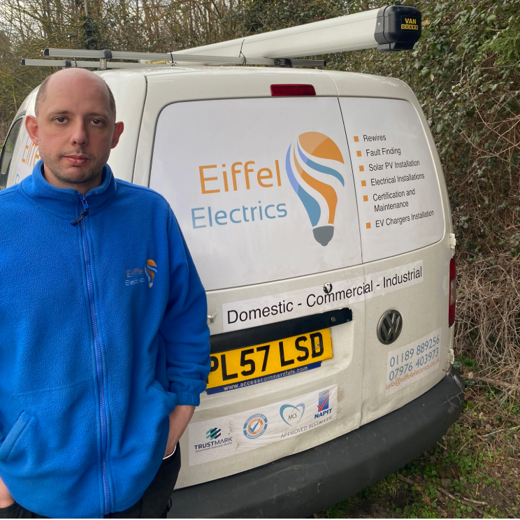 Vitor of Eiffel Electrics with his and one of the company's vans